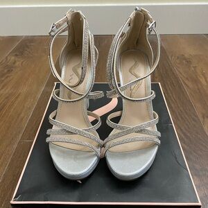 Nina Silver Platform Strappy Sandal 4.5 inch heel